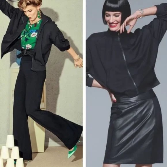 Cabi Chance Bomber Jacket S High Neck Full Zip Up Stretch Jersey Black 3731 $139 - Picture 2 of 16